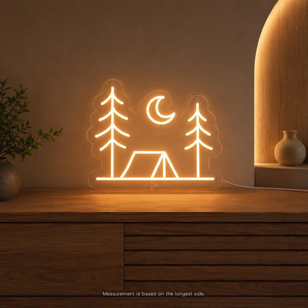 Tent Pine Trees Crescent Moon LED Neon Sign - Shineneon