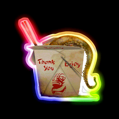 Tentacle Takeout Led Neon Sign Chinese Food Rgb Color