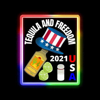 Tequila And Freedom Party Drink Tequila Led Neon Sign Rgb Color - LED neon sign close-up detail