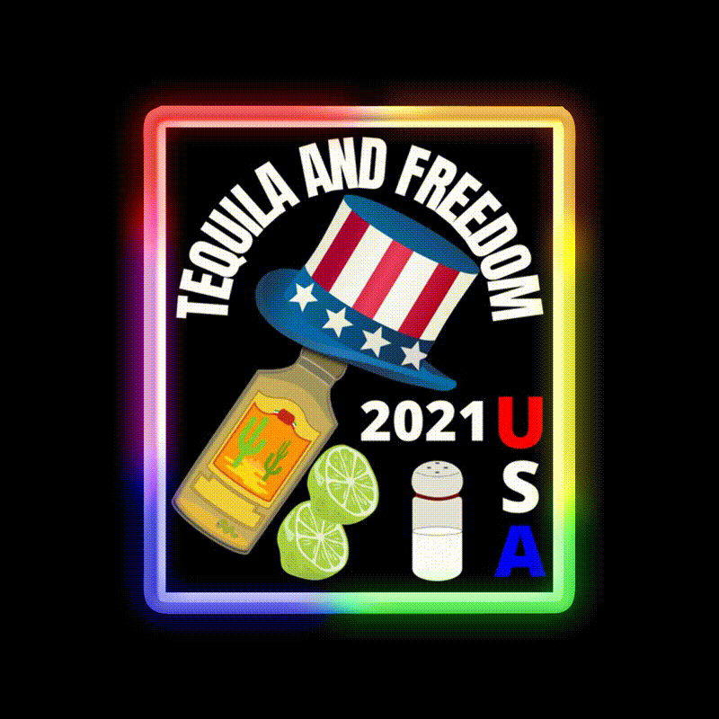 Tequila And Freedom Party Drink Tequila Led Neon Sign Rgb Color - LED neon sign close-up detail