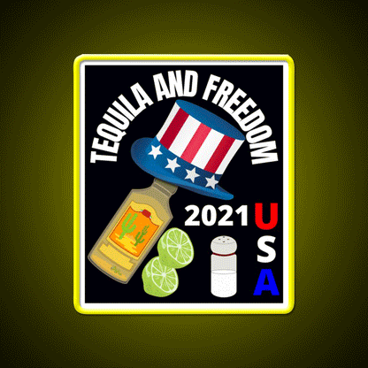 Tequila And Freedom Party Drink Tequila Led Neon Sign Rgb Color - Custom LED neon sign front view