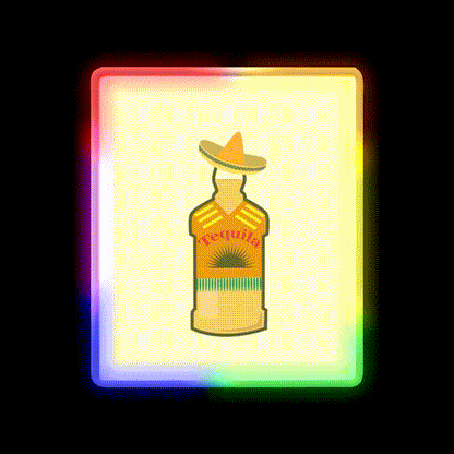 Tequila Anejo Wine In Mexican Hat Tequila Day Party Drink Tequila Led Neon Sign Rgb Color - LED neon sign close-up detail