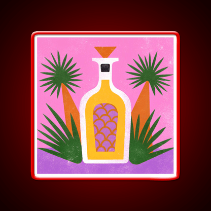 Tequila Bottle And Agave Retro Pop Print Party Drink Tequila Led Neon Sign Rgb Color - Shineneon