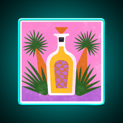 Tequila Bottle And Agave Retro Pop Print Party Drink Tequila Led Neon Sign Rgb Color - Shineneon
