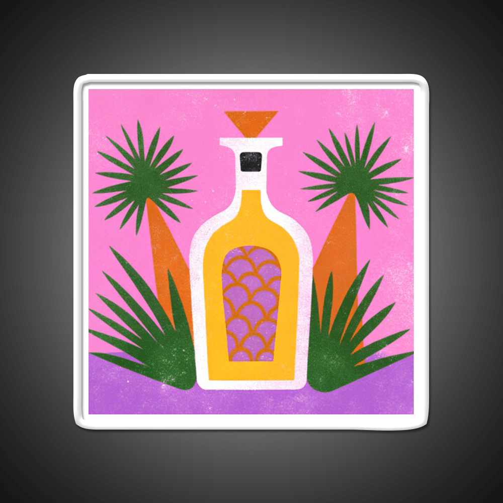Tequila Bottle And Agave Retro Pop Print Party Drink Tequila Led Neon Sign Rgb Color - Shineneon