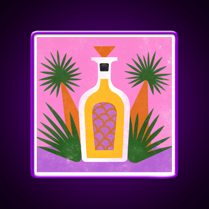 Tequila Bottle And Agave Retro Pop Print Party Drink Tequila Led Neon Sign Rgb Color - Shineneon
