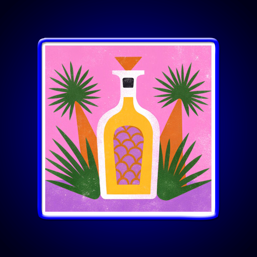 Tequila Bottle And Agave Retro Pop Print Party Drink Tequila Led Neon Sign Rgb Color - Shineneon