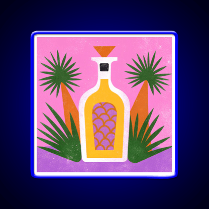 Tequila Bottle And Agave Retro Pop Print Party Drink Tequila Led Neon Sign Rgb Color - Shineneon