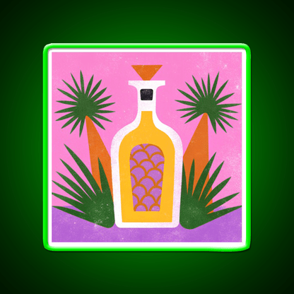 Tequila Bottle And Agave Retro Pop Print Party Drink Tequila Led Neon Sign Rgb Color - Shineneon