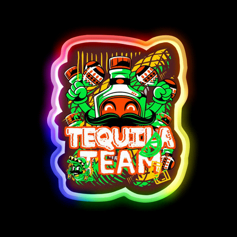 Tequila Bottle Tequila Party Party Drink Tequila Led Neon Sign Rgb Color - LED neon sign close-up detail