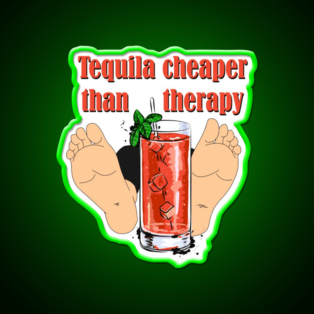 Tequila Cheaper Than Therapy Party Drink Tequila Led Neon Sign Rgb Color - Shineneon