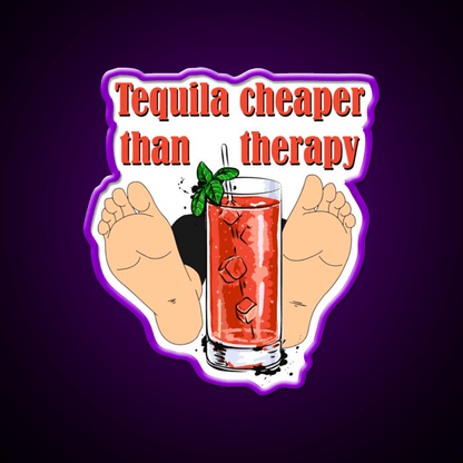 Tequila Cheaper Than Therapy Party Drink Tequila Led Neon Sign Rgb Color - Shineneon