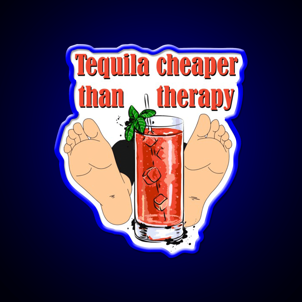 Tequila Cheaper Than Therapy Party Drink Tequila Led Neon Sign Rgb Color - Shineneon
