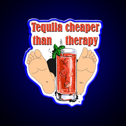 Tequila Cheaper Than Therapy Party Drink Tequila Led Neon Sign Rgb Color - Shineneon