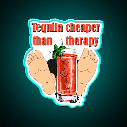 Tequila Cheaper Than Therapy Party Drink Tequila Led Neon Sign Rgb Color - Shineneon