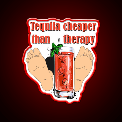 Tequila Cheaper Than Therapy Party Drink Tequila Led Neon Sign Rgb Color - Shineneon