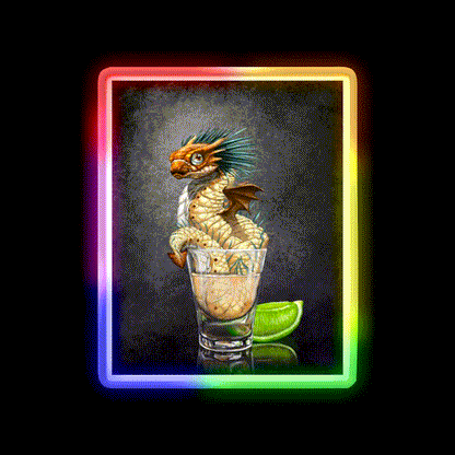 Tequila Dragon Party Drink Tequila Led Neon Sign Rgb Color - LED neon sign close-up detail