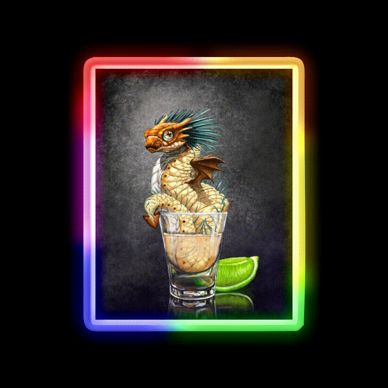 Tequila Dragon Party Drink Tequila Led Neon Sign Rgb Color - LED neon sign close-up detail