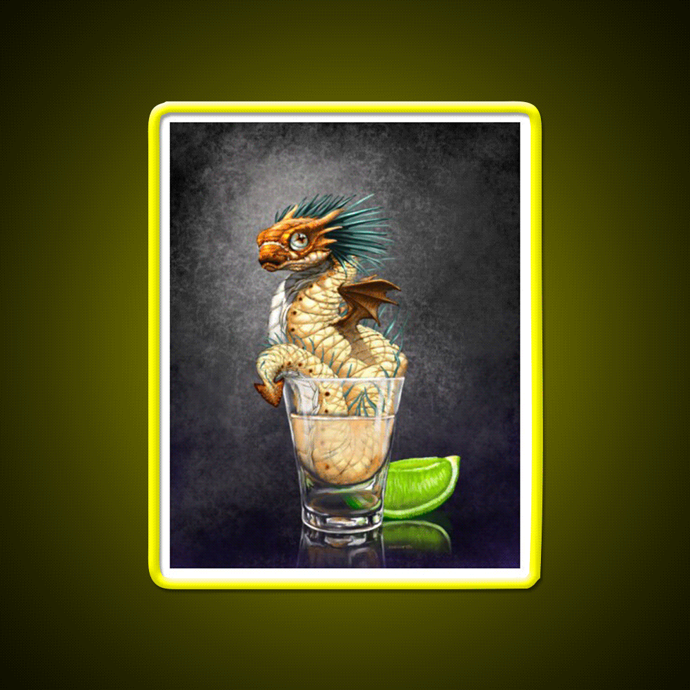 Tequila Dragon Party Drink Tequila Led Neon Sign Rgb Color - Custom LED neon sign front view