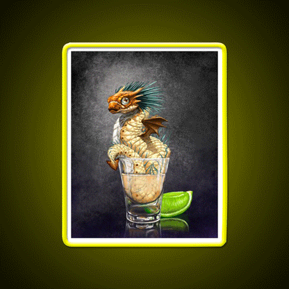 Tequila Dragon Party Drink Tequila Led Neon Sign Rgb Color - Custom LED neon sign front view
