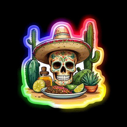 Tequila Drink Cinco De Mayo Skull Party Drink Tequila Led Neon Sign Rgb Color - LED neon sign close-up detail