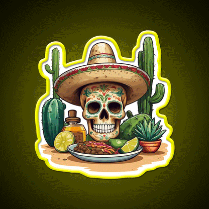 Tequila Drink Cinco De Mayo Skull Party Drink Tequila Led Neon Sign Rgb Color - Custom LED neon sign front view