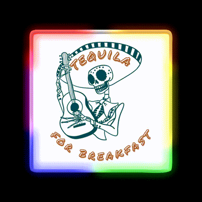 Tequila For Breakfast Party Drink Tequila Led Neon Sign Rgb Color - LED neon sign close-up detail