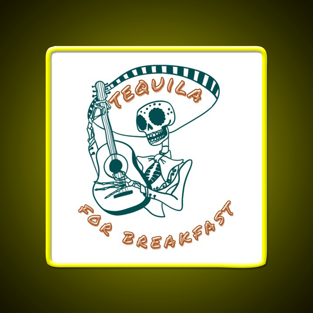 Tequila For Breakfast Party Drink Tequila Led Neon Sign Rgb Color - Custom LED neon sign front view