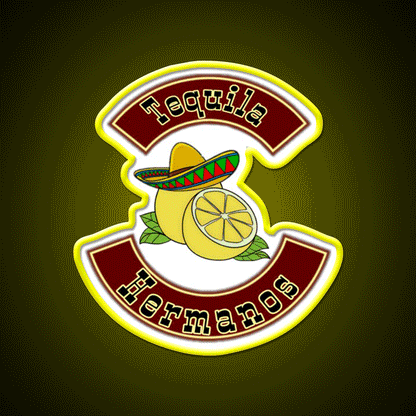 Tequila Hermanos Crew Party Drink Tequila Led Neon Sign Rgb Color - Custom LED neon sign front view