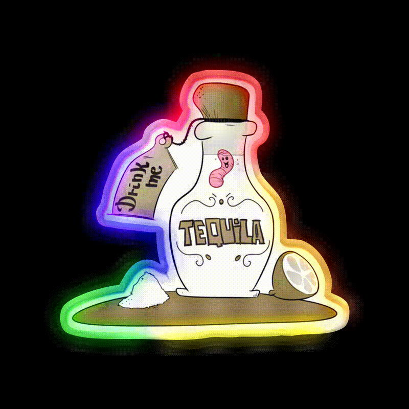 Tequila Is My Lady Party Drink Tequila Led Neon Sign Rgb Color - LED neon sign close-up detail