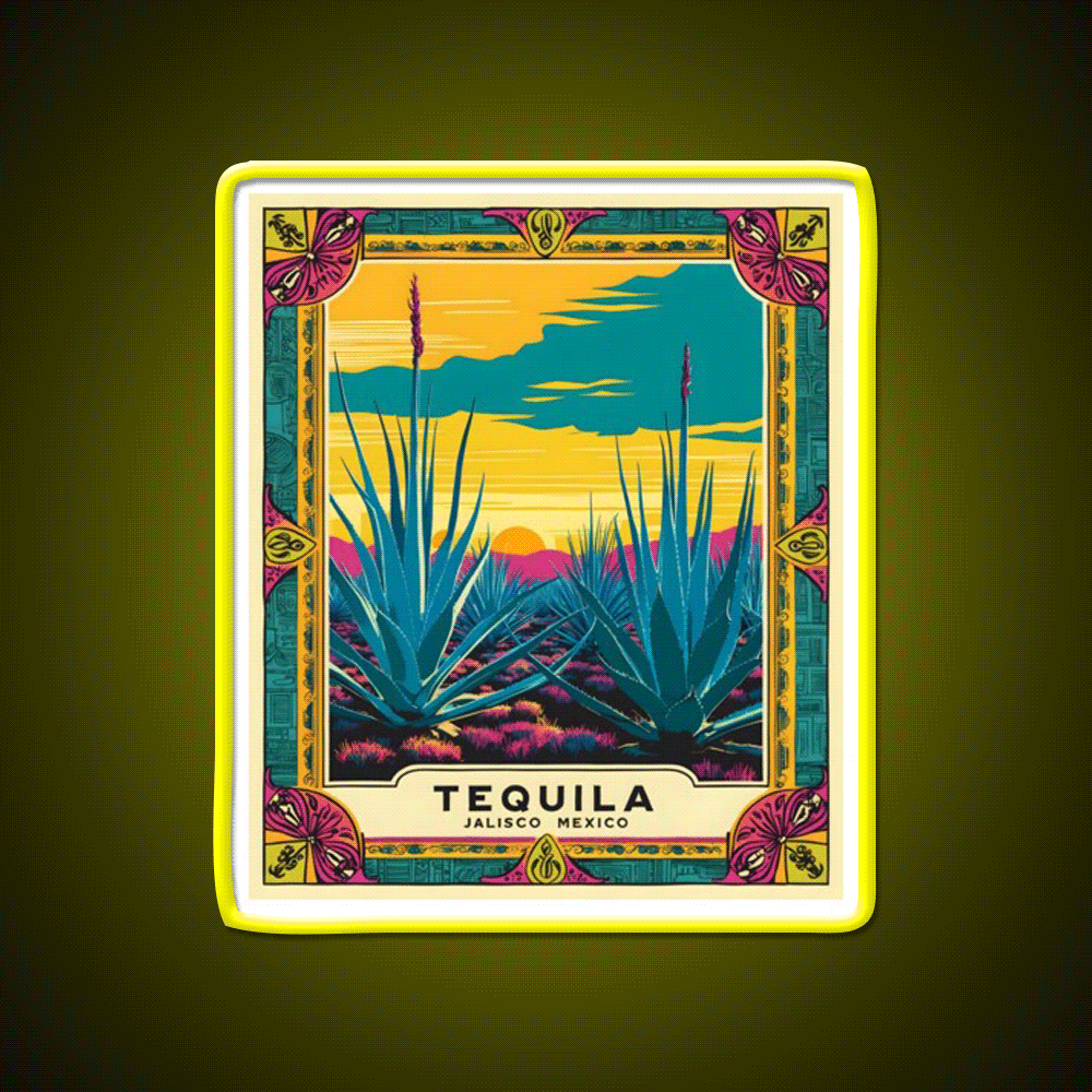 Tequila Jalisco Mexico Vintage Travel Tourism Party Drink Tequila Led Neon Sign Rgb Color - Custom LED neon sign front view