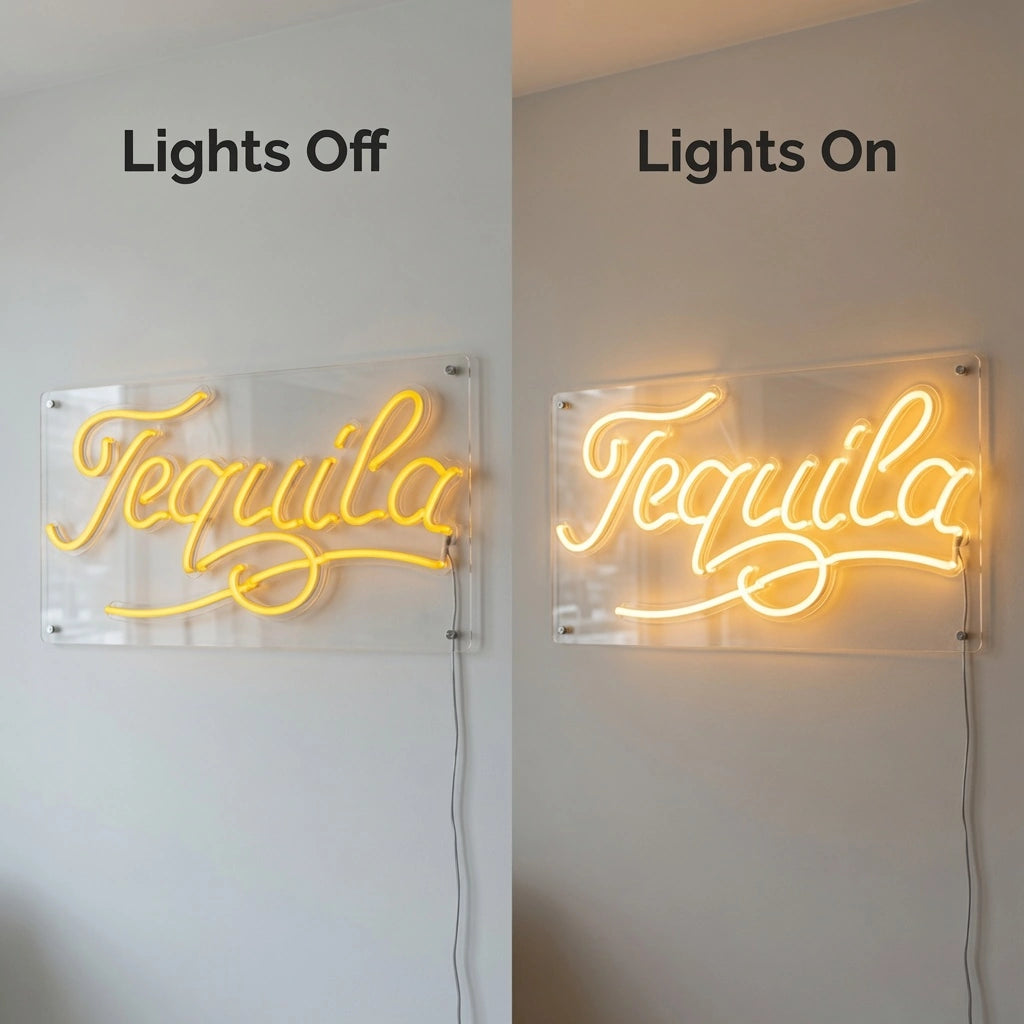 Tequila LED Neon Sign - 06 Day Night Comparison