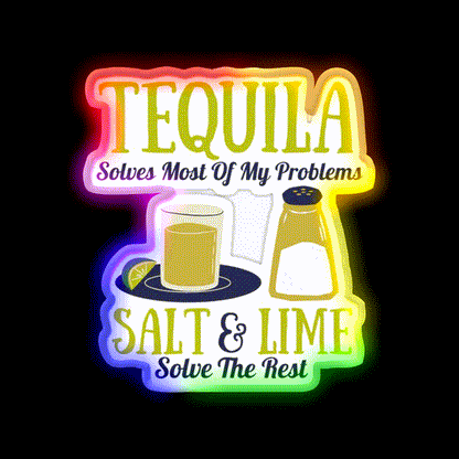 Tequila Lime And Salt Tequila Drinkers Party Drink Tequila Led Neon Sign Rgb Color - LED neon sign close-up detail