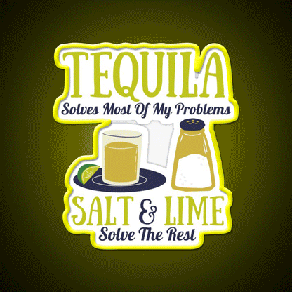 Tequila Lime And Salt Tequila Drinkers Party Drink Tequila Led Neon Sign Rgb Color - Custom LED neon sign front view