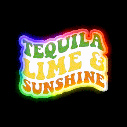 Tequila Lime And Sunshine Vacation Summer Party Drink Tequila Led Neon Sign Rgb Color - LED neon sign close-up detail