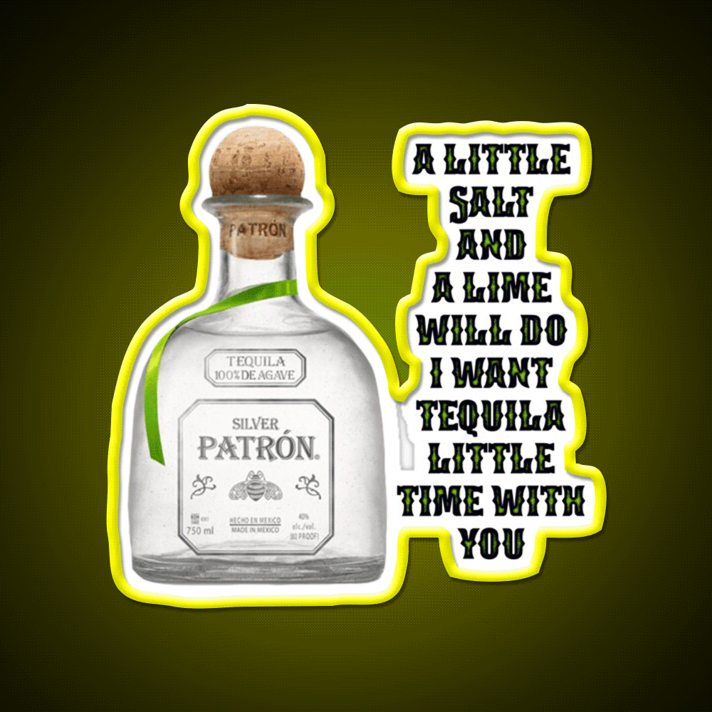 Tequila Little Time 2 Party Drink Tequila Led Neon Sign Rgb Color - Custom LED neon sign front view