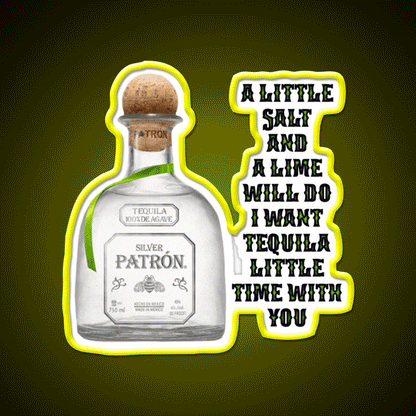 Tequila Little Time 2 Party Drink Tequila Led Neon Sign Rgb Color - Custom LED neon sign front view