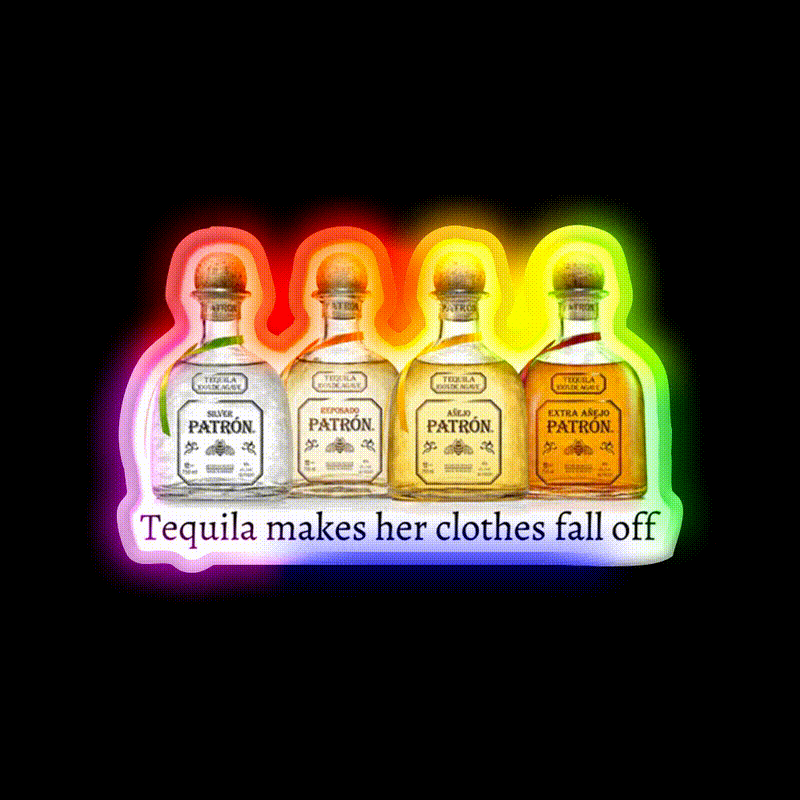 Tequila Makes Her Clothes Fall Off Party Drink Tequila Led Neon Sign Rgb Color - LED neon sign close-up detail