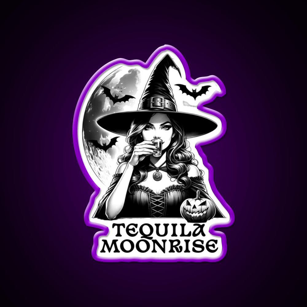 Tequila Moonrise Halloween Witchy Vibes Party Drink Tequila Led Neon Sign Rgb Color - Shineneon