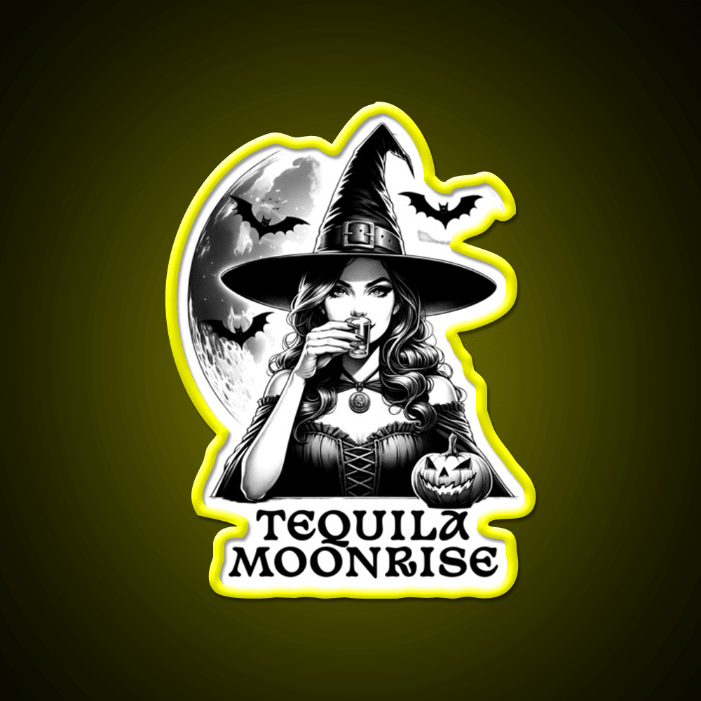 Tequila Moonrise Halloween Witchy Vibes Party Drink Tequila Led Neon Sign Rgb Color - Shineneon