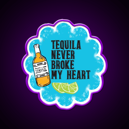 Tequila Never Broke My Heart Black Print Party Drink Tequila Led Neon Sign Rgb Color - Shineneon