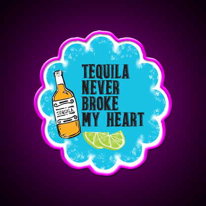 Tequila Never Broke My Heart Black Print Party Drink Tequila Led Neon Sign Rgb Color - Shineneon
