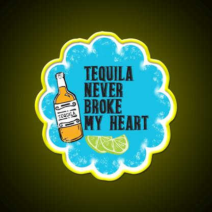 Tequila Never Broke My Heart Black Print Party Drink Tequila Led Neon Sign Rgb Color - Shineneon