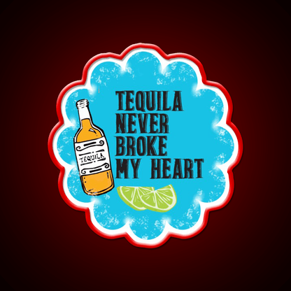Tequila Never Broke My Heart Black Print Party Drink Tequila Led Neon Sign Rgb Color - Shineneon
