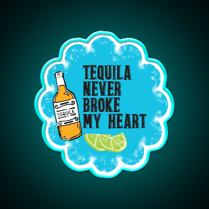 Tequila Never Broke My Heart Black Print Party Drink Tequila Led Neon Sign Rgb Color - Shineneon