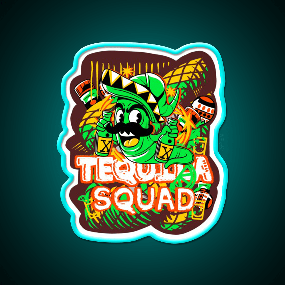 Tequila Party Squad Cool Tequila Worm Party Drink Tequila Led Neon Sign Rgb Color - Shineneon