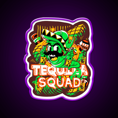 Tequila Party Squad Cool Tequila Worm Party Drink Tequila Led Neon Sign Rgb Color - Shineneon