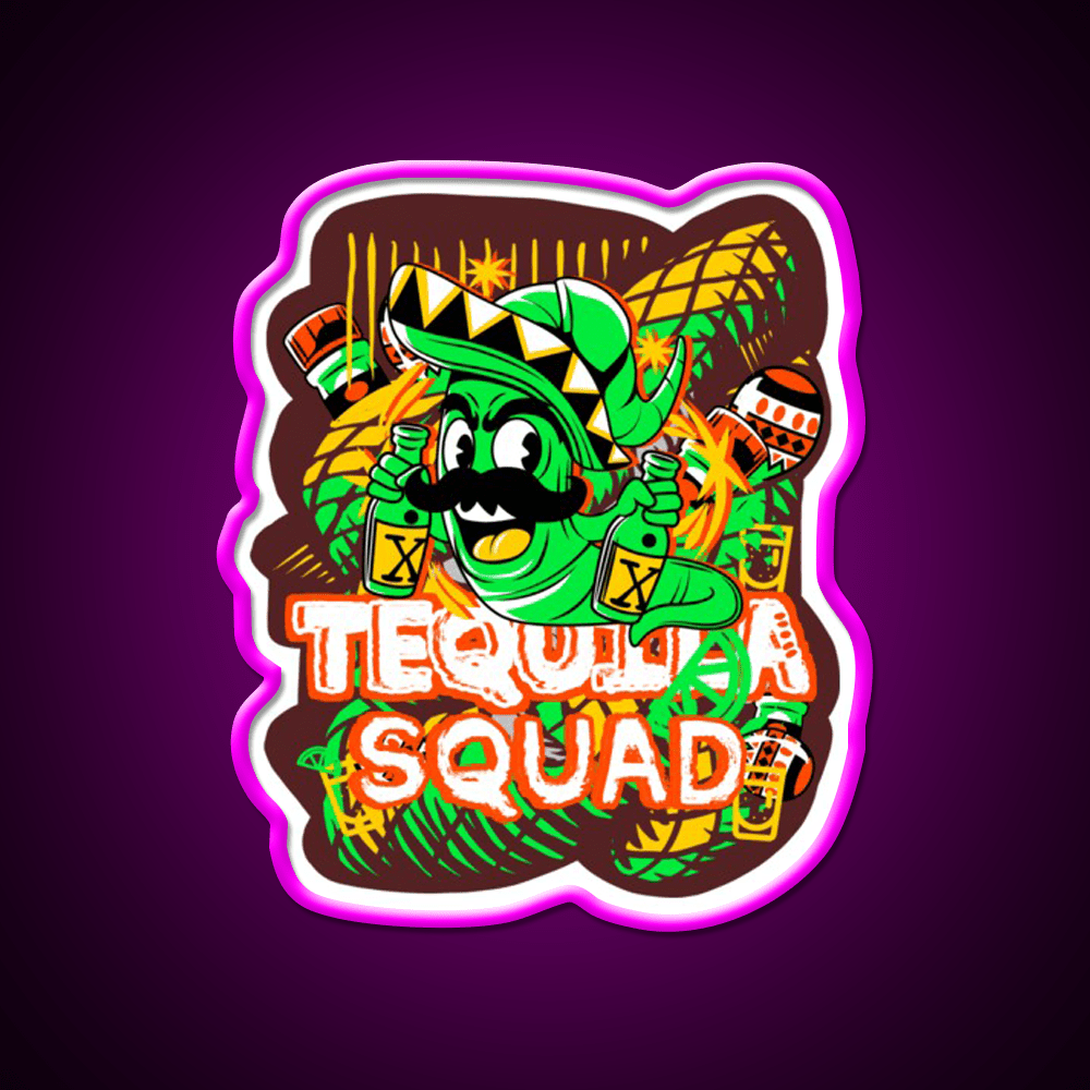 Tequila Party Squad Cool Tequila Worm Party Drink Tequila Led Neon Sign Rgb Color - Shineneon