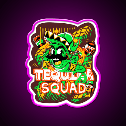 Tequila Party Squad Cool Tequila Worm Party Drink Tequila Led Neon Sign Rgb Color - Shineneon