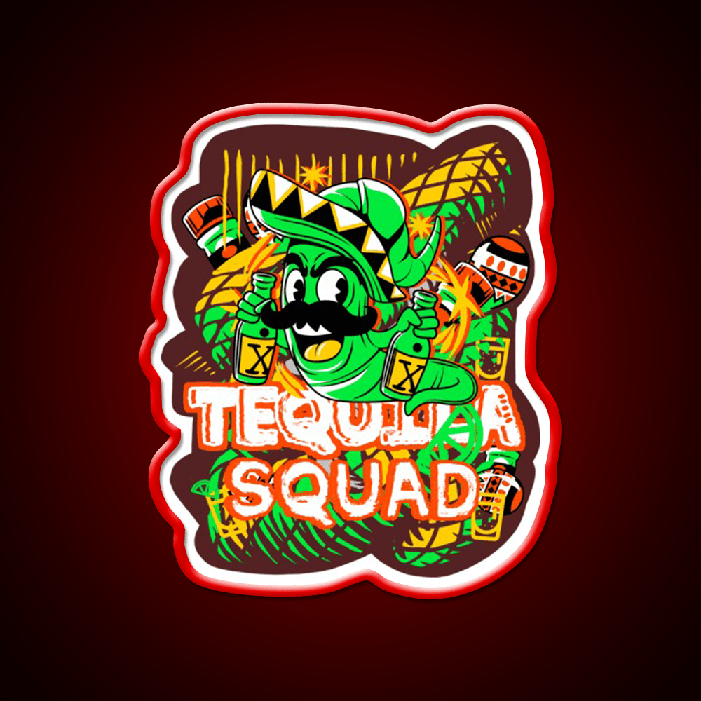Tequila Party Squad Cool Tequila Worm Party Drink Tequila Led Neon Sign Rgb Color - Shineneon